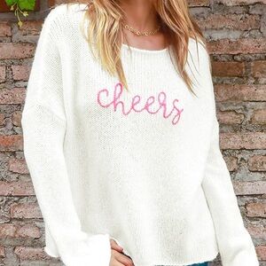 Wooden Ships Embroidered Cheers Oversized Wool/ Mohair Crewneck Sweater Sz S